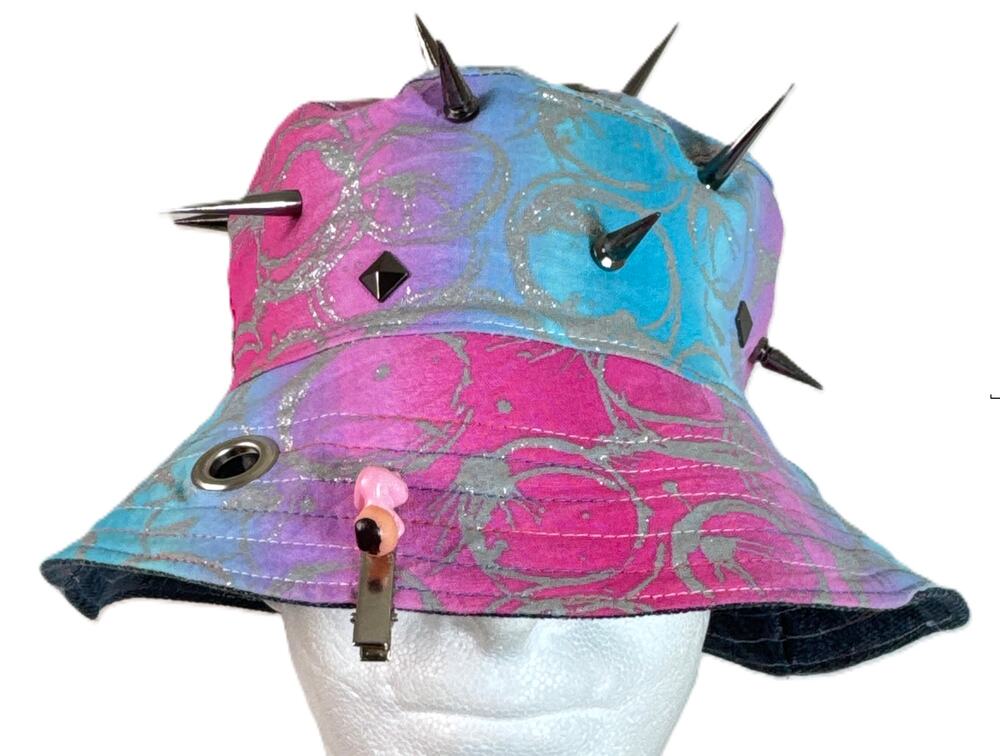 1 of 1 Spiked Bucket Hat Punk Goth Studded Grommet Floral Rave Cyber Y2K